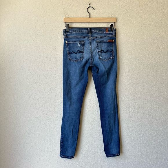 7 FOR ALL MANKIND Low Rise The Ankle Skinny Jeans Distressed - Picture 5 of 11